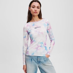 FLORAL-PRINT MESH T-SHIRT