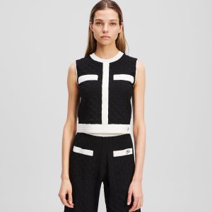 CONTRAST PIPING KNIT TOP