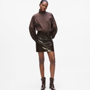 Patent faux-leather skirt