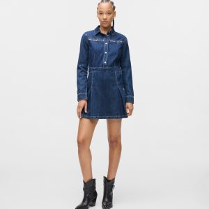 Studded denim dress