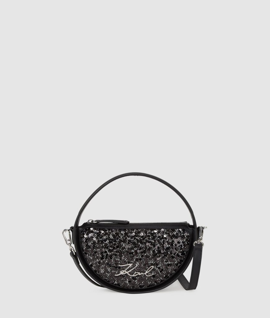 K/Signature sequin round crossbody bag
