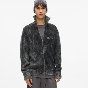 Washed zip-up sweater