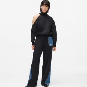 Denim panel sweatpants