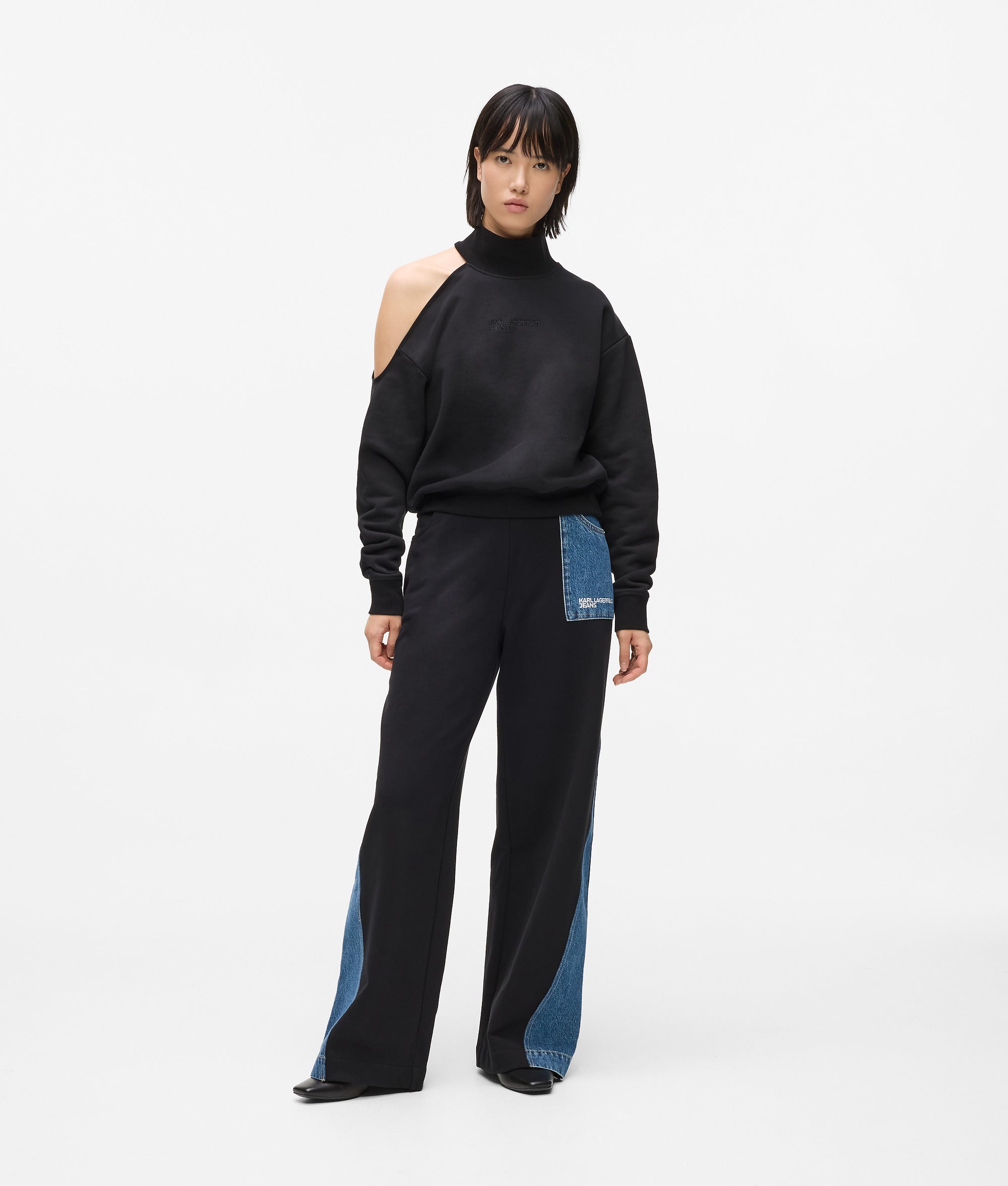 Denim panel sweatpants